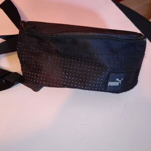 Puma Black Canvas Waist Bag Fanny Pack Perforated Front Style 071886